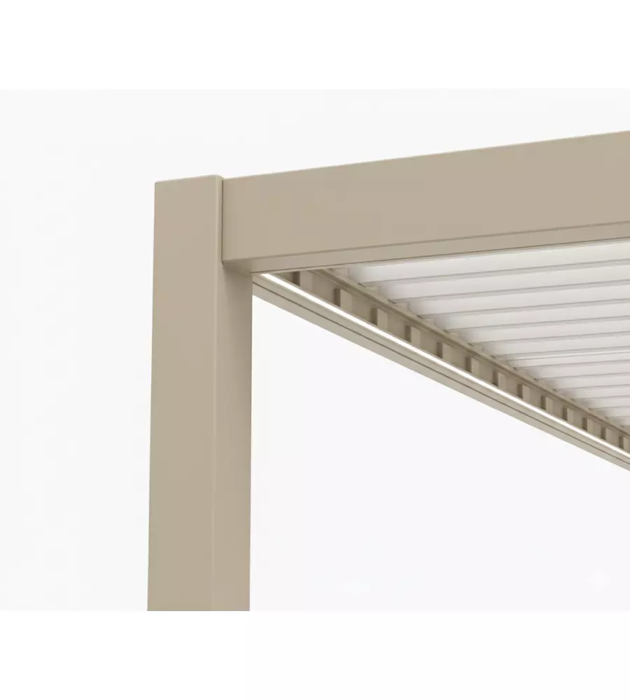 PERGOLA BIOCLIMATICA MOTORIZZATA RIVIERA "QUADRIFOGLIO" IN ALLUMINIO BEIGE 4X3X2,5 MT