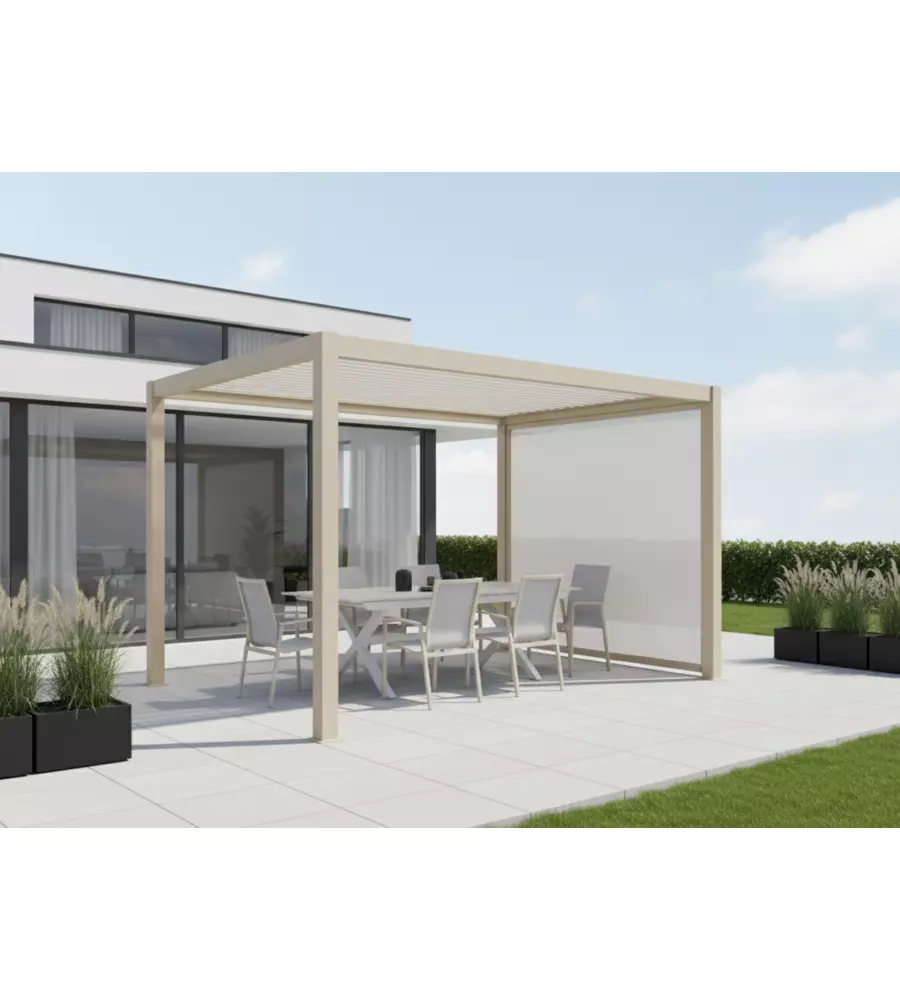 PANNELLO OMBREGGIANTE AVVOLGIBILE PER PERGOLE RIVIERA IN ALLUMINIO E TEXTILENE BEIGE LATO 4 M