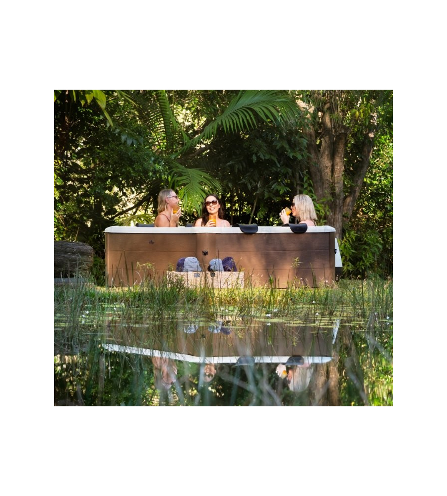 PISCINA IDORMASSAGGIO RIVIERA "AERO PLUS" MARRONE EFFETTO LEGNO 6 PERSONE 180X180X65 CM