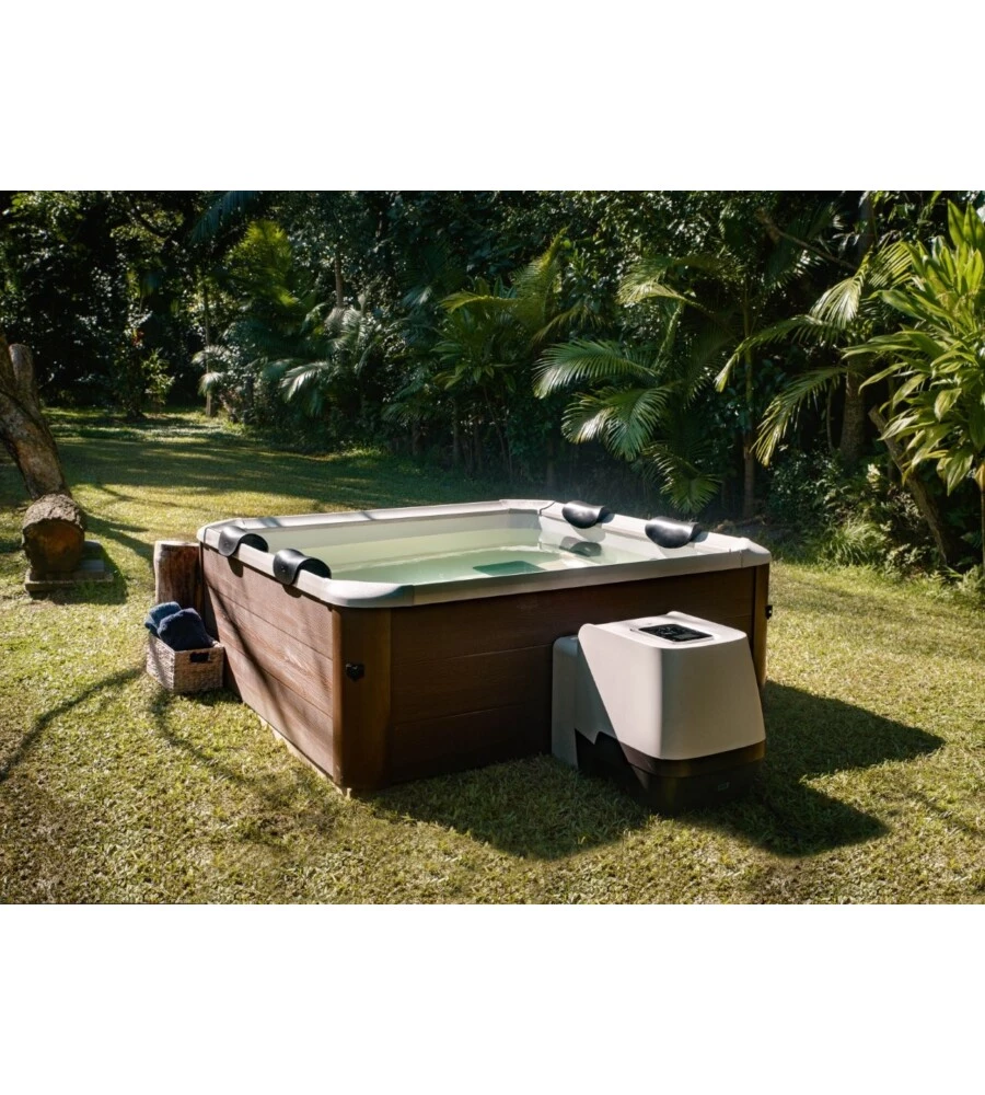 PISCINA IDORMASSAGGIO RIVIERA "AERO PLUS" MARRONE EFFETTO LEGNO 6 PERSONE 180X180X65 CM