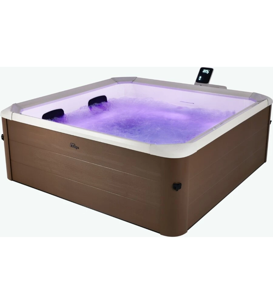 PISCINA IDORMASSAGGIO RIVIERA "AERO PLUS" MARRONE EFFETTO LEGNO 6 PERSONE 180X180X65 CM