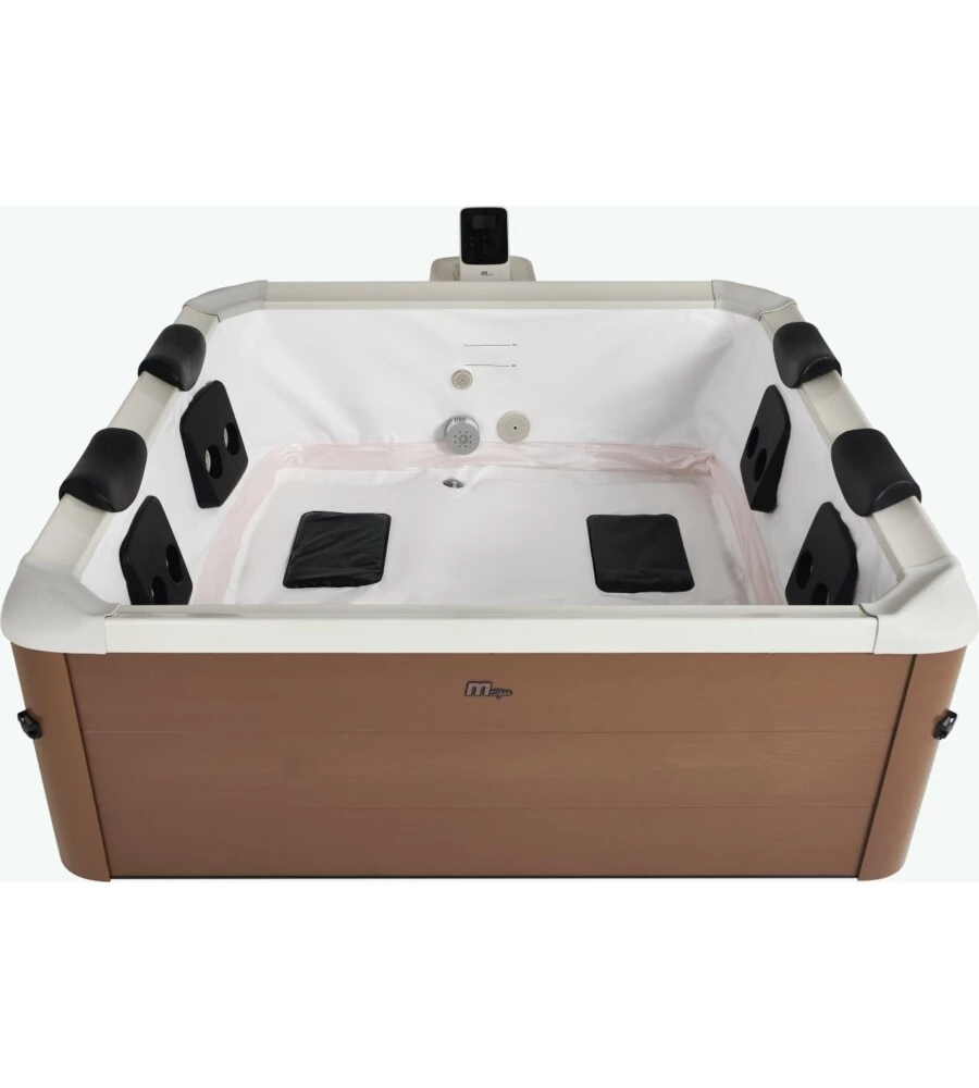 PISCINA IDORMASSAGGIO RIVIERA "AERO PLUS" MARRONE EFFETTO LEGNO 6 PERSONE 180X180X65 CM
