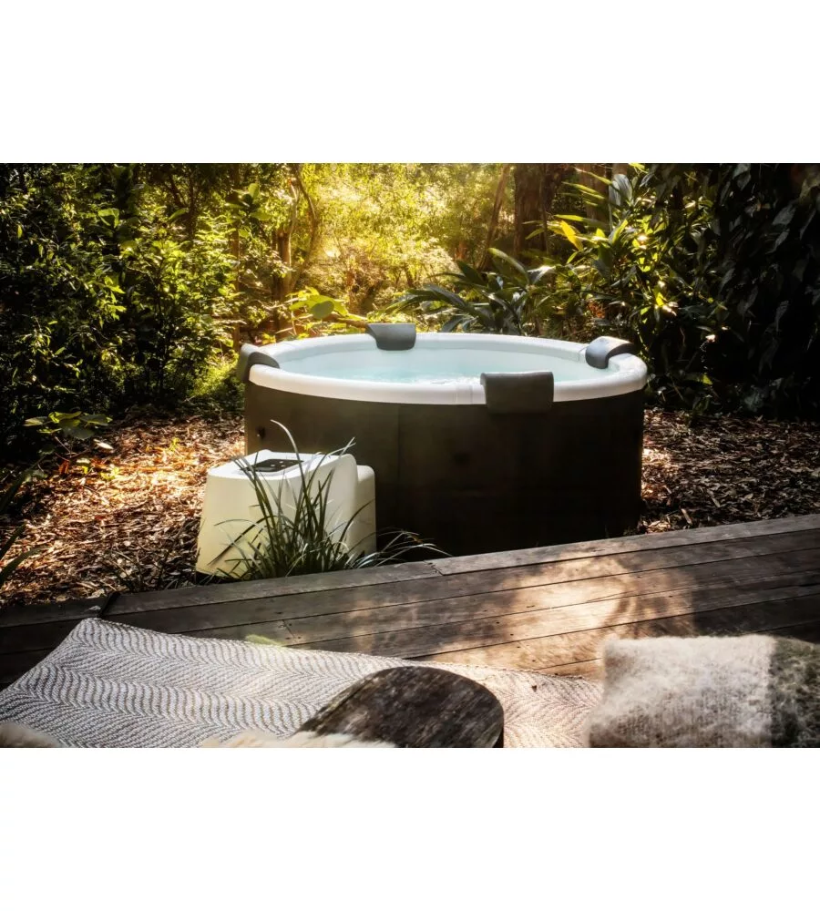 PISCINA IDROMASSAGGIO RIVIERA "DENVER" MARRONE EFFETTO LEGNO 6 PERSONE 182X182X70 CM