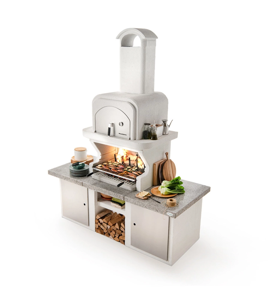 BARBECUE A CARBONELLA IN CEMENTO PALAZZETTI "PAMPLONA" 192X112X214 CM