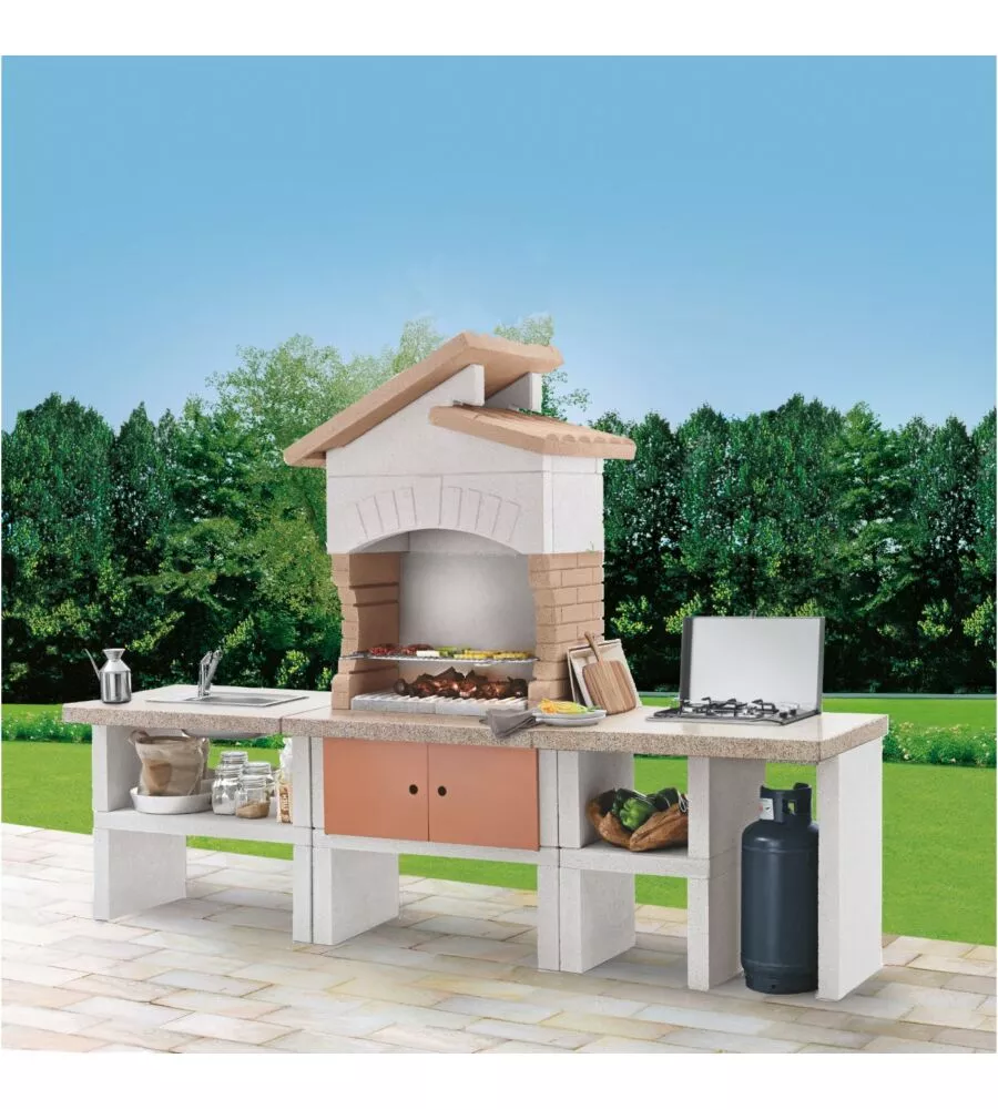 CUCINA DA ESTERNO PALAZZETTI "CORDOBA" IN CEMENTO 270X70X193 CM