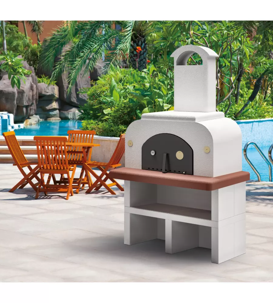 FORNO PIZZA A LEGNA PALAZZETTI "EASY MEDIUM" CON BASAMENTO 4 PIZZE