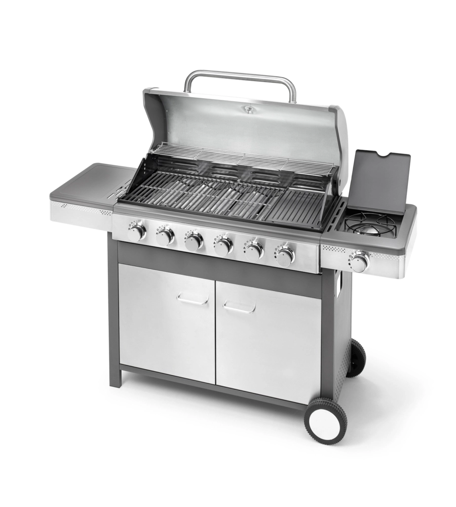 BARBECUE A GAS OMPAGRILL "INDIANAPOLIS 7/B" 7 BRUCIATORI 157,5X58X115,5 CM