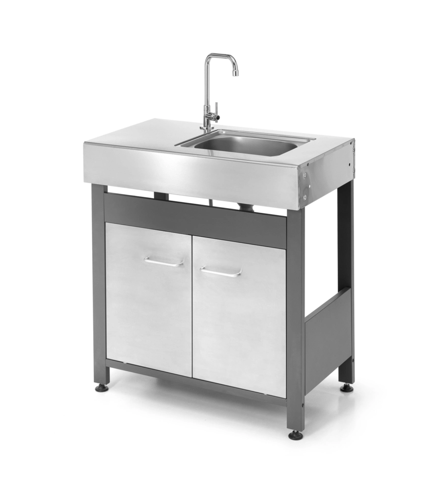 CUCINA DA ESTERNO MODULARE OMPAGRILL "INDIAN LAVELLO" IN ACCIAIO INOX GRIGIO 78,2X45,5X113 CM