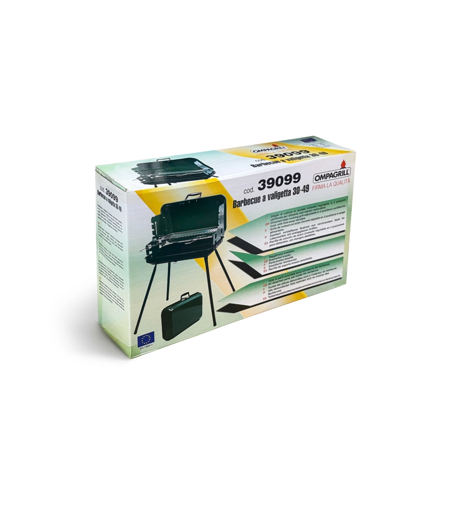 BARBECUE A CARBONE A VALIGETTA OMPAGRILL VERDE GRIGLIA 28X46,5 CM