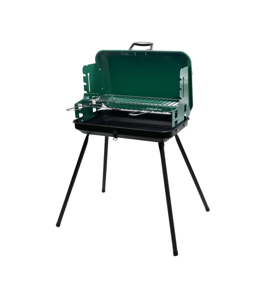 BARBECUE A CARBONE A VALIGETTA OMPAGRILL VERDE GRIGLIA 28X46,5 CM