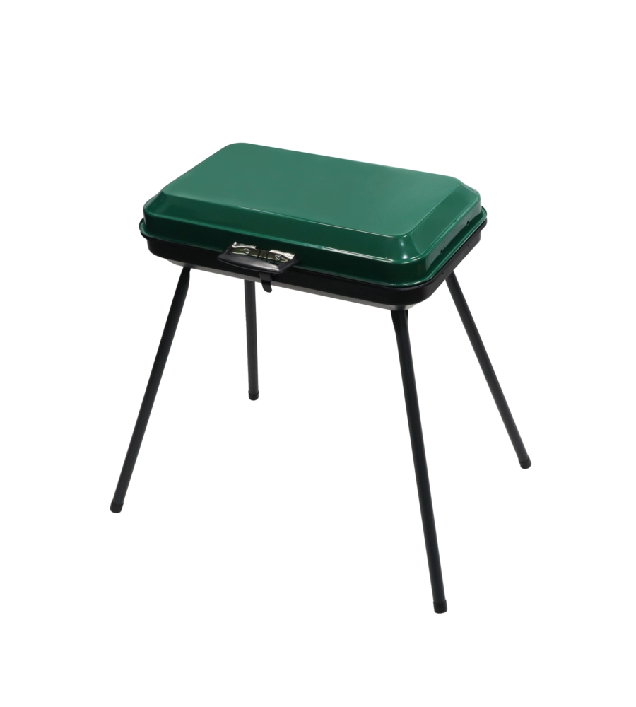 BARBECUE A CARBONE A VALIGETTA OMPAGRILL VERDE GRIGLIA 28X46,5 CM