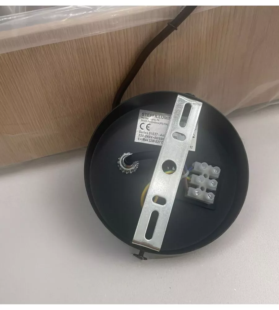 Lampada a sospensione Onli "Argo" lineare legno 6xE27