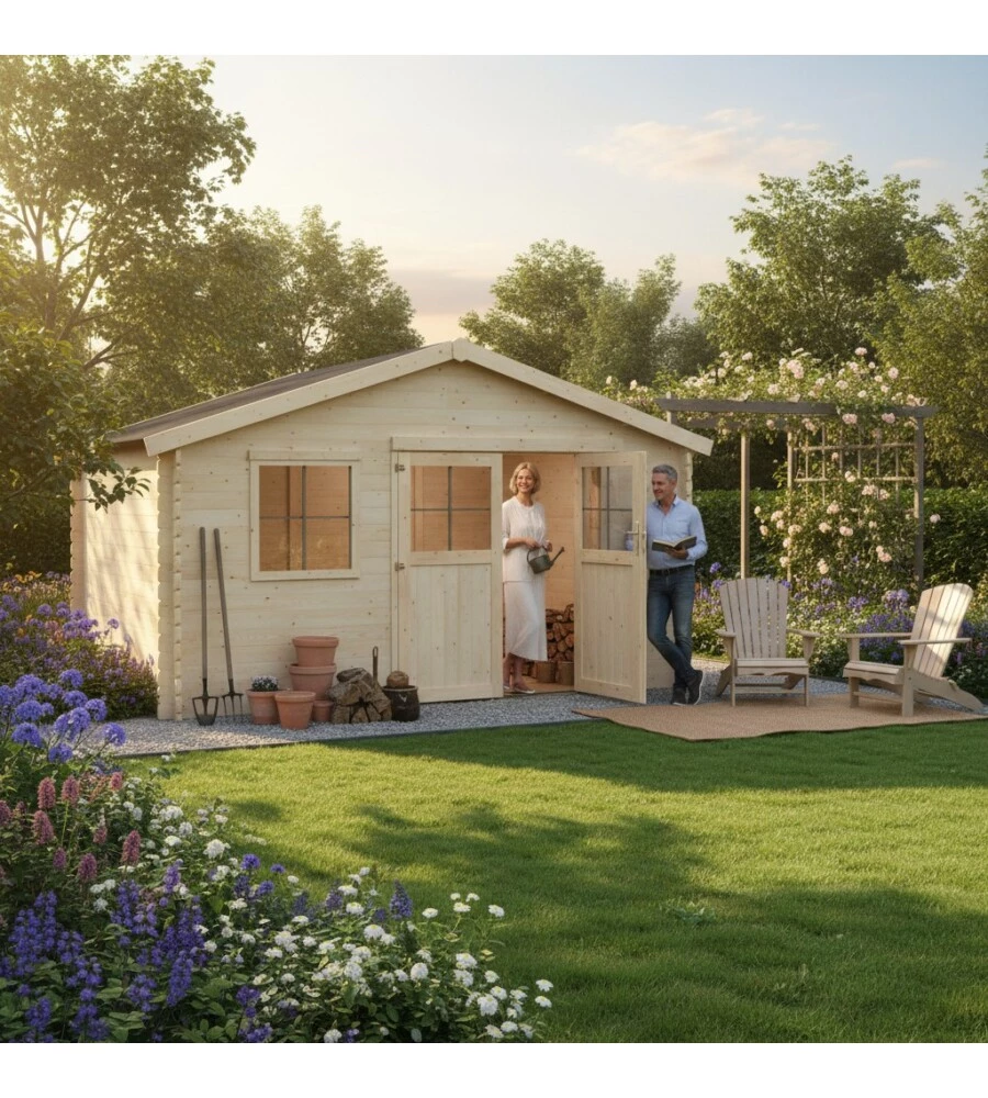 Casetta in legno da giardino Decor et Jardin "Flodalien" in abete bianco nordico 419x302x244 cm