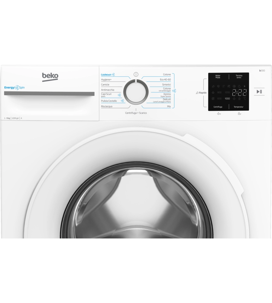 LAVATRICE A LIBERA INSTALLAZIONE BEKO "ENERGY SPIN" CARICO 9 KG - COD. BMWU3921W