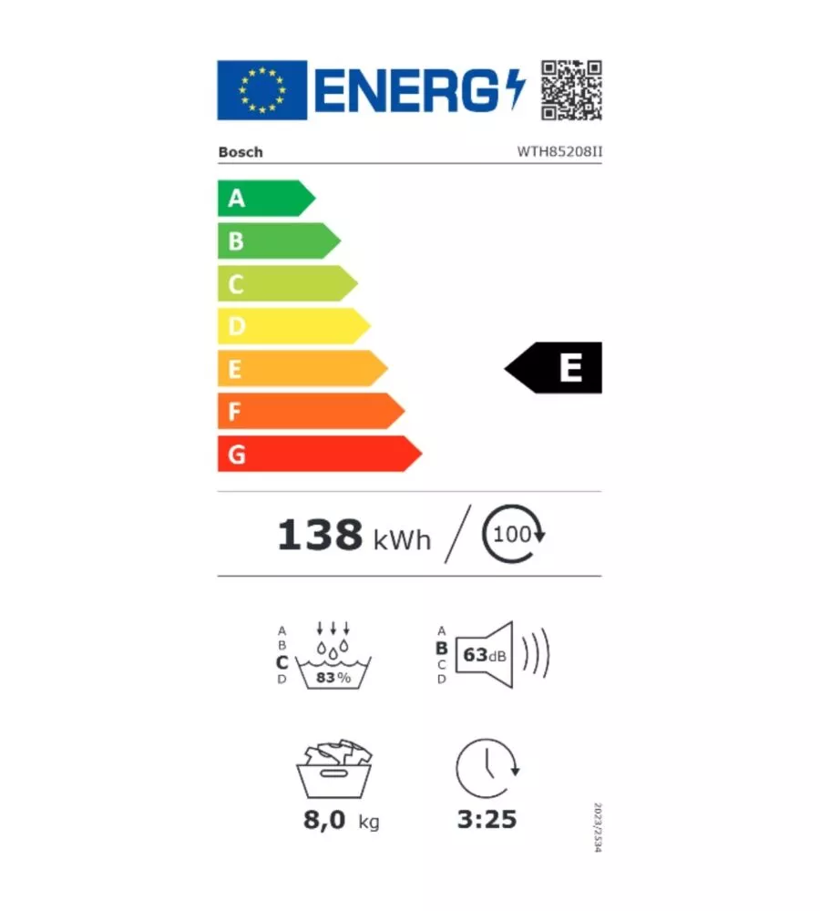 ASCIUGATRICE A LIBERA INSTALLAZIONE  BOSCH "SERIE 4" A POMPA DI CALORE CARICO 8 KG CLASSE ENERGETICA E