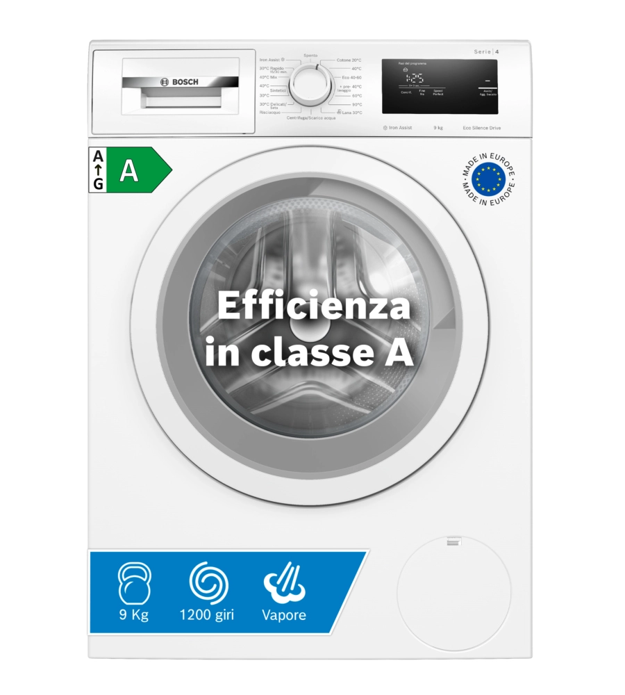 LAVATRICE A LIBERA INSTALLAZIONE BOSCH "SERIE 4" CARICO 9 KG - COD. WAN24009II