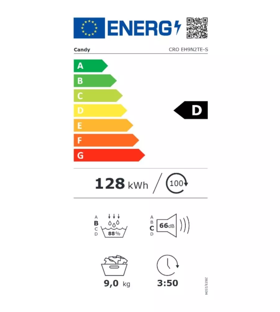 ASCIUGATRICE A LIBERA INSTALLAZIONE CANDY "SMART PRO CRO EH9N2TE-S" A POMPA DI CALORE CARICO 9 KG CON WI-FI CLASSE ENERGETICA D