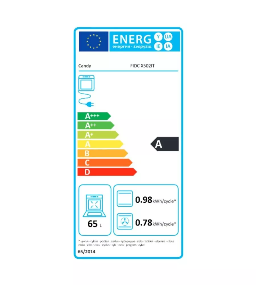 FORNO DA INCASSO CANDY "FIDC X502IT" 59,5X56,8X59,5 CM CLASSE ENERGETICA A