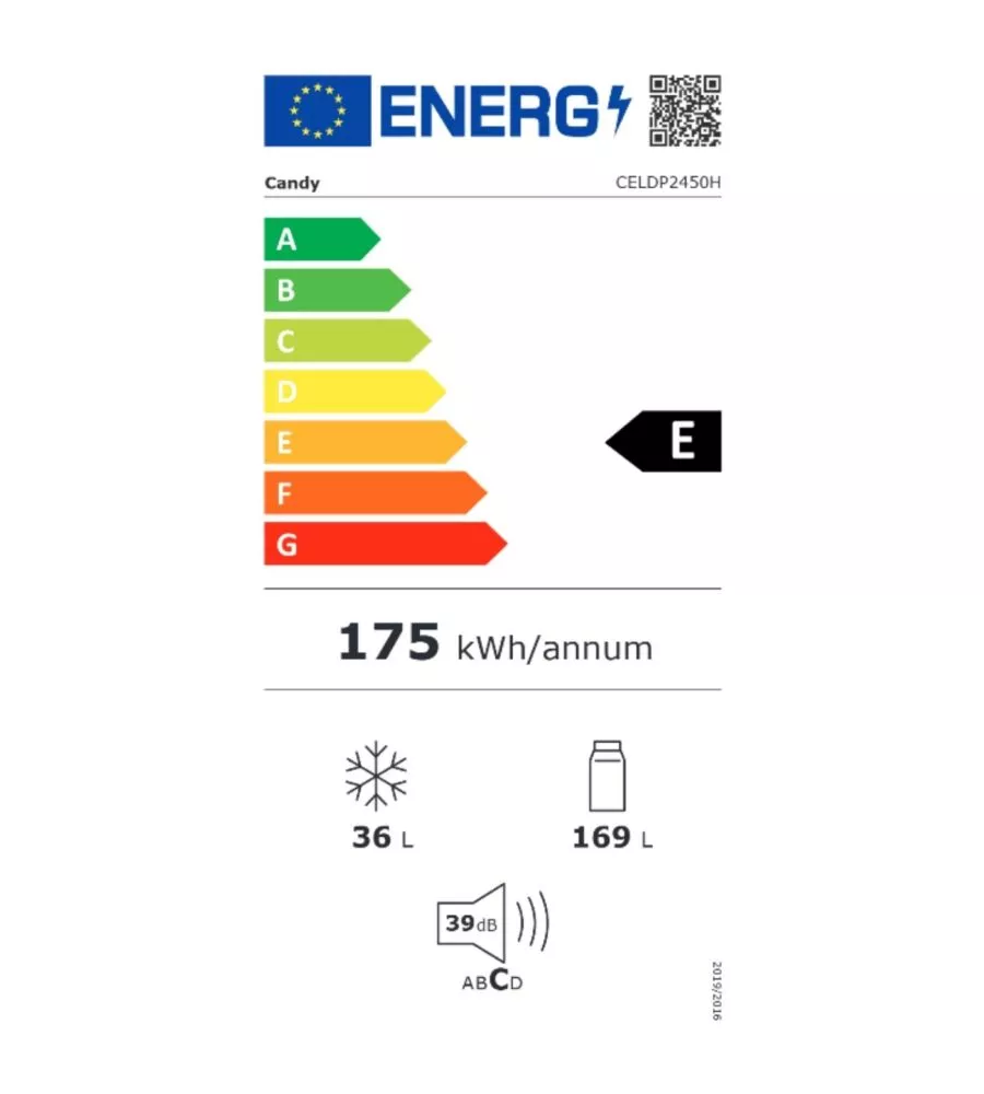 FRIGORIFERO DA INCASSO CANDY "CELDP2450H" 205 LT 54X54X145 CM CLASSE ENERGETICA E