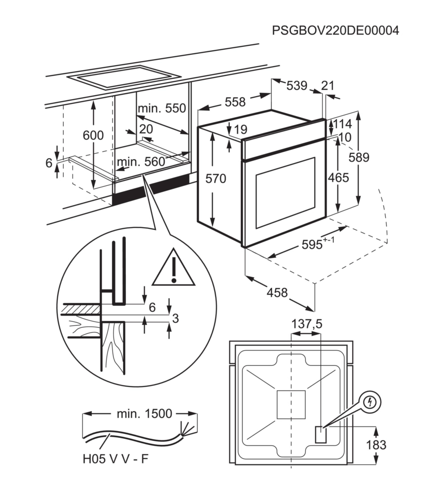 FORNO MULTIFUNZIONE DA INCASSO ELECTROLUX "SERIE 300" 2090 W - COD. EOH2H00BX