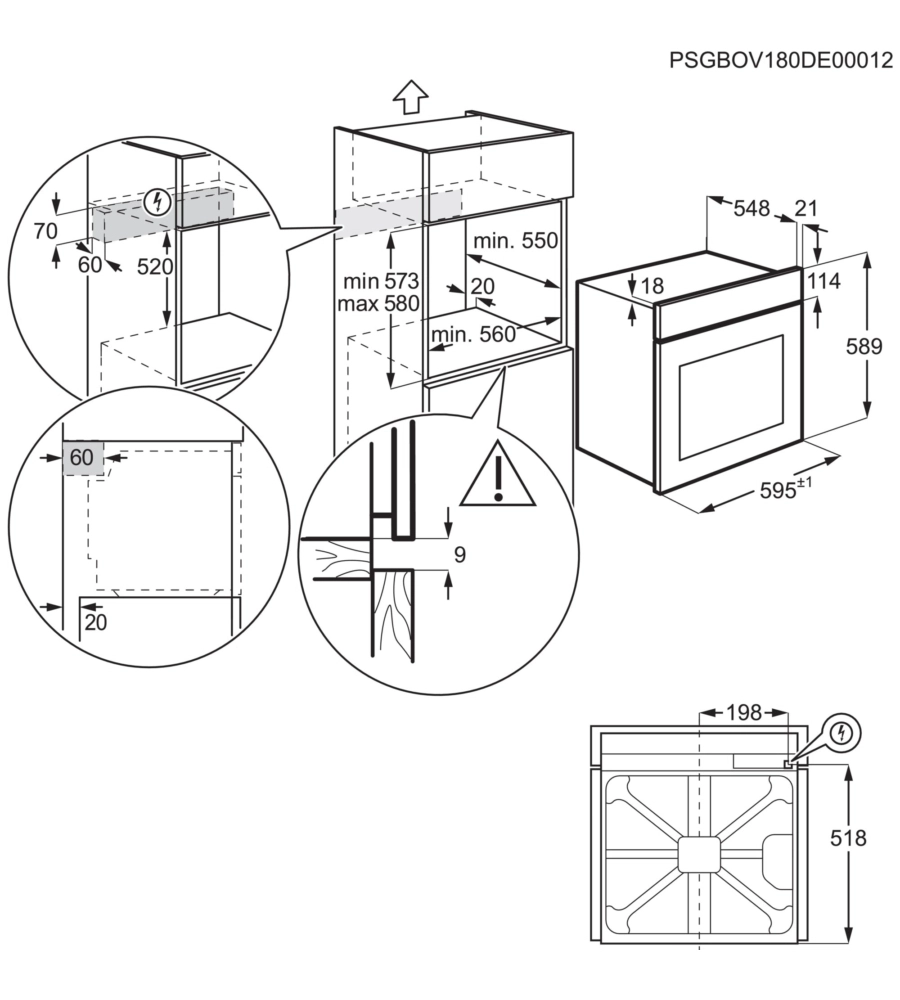 FORNO MULTIFUNZIONE DA INCASSO ELECTROLUX "SERIE 300" 2790 W - COD. EOH2H044K