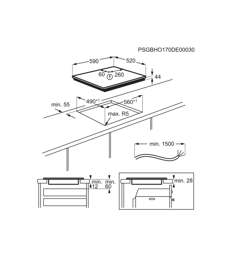 PIANO COTTURA A INDUZIONE DA INCASSO ELECTROLUX "LIL61443C" NERO 4 FUOCHI 60 CM