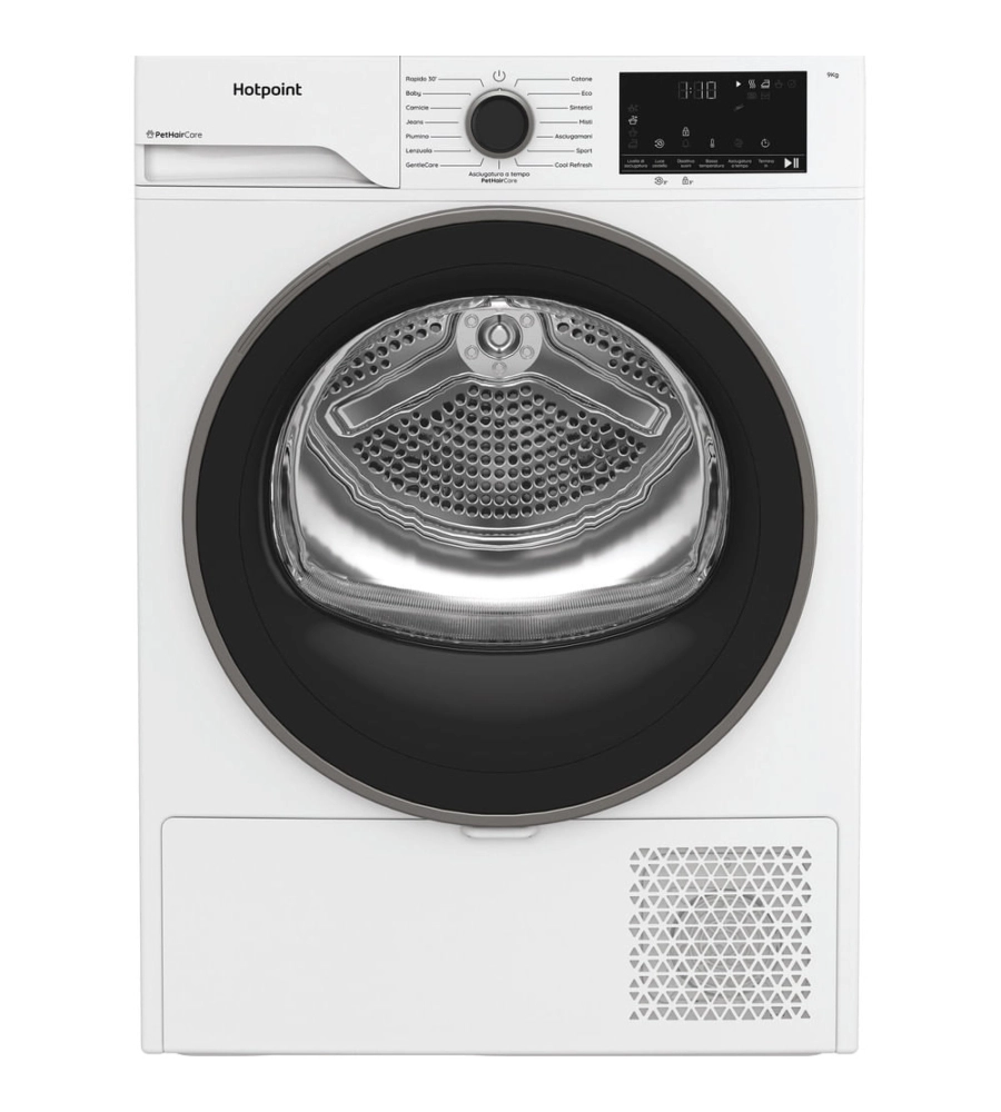ASCIUGATRICE A LIBERA INSTALLAZIONE HOTPOINT "DELICA" A POMPA DI CALORE CARICO 9 KG - COD. HPT 93D BS IT