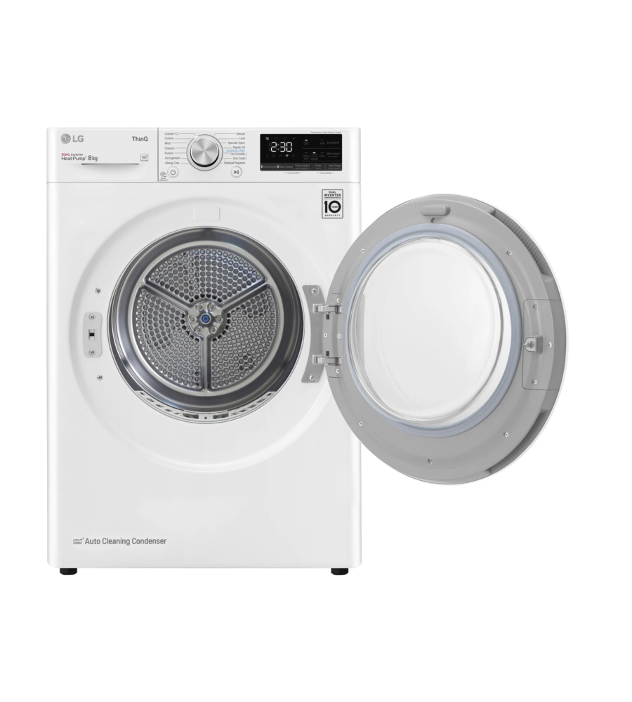 ASCIUGATRICE A LIBERA INSTALLAZIONE LG A POMPA DI CALORE CARICO 8 KG CON WI-FI - COD. RH80V9AVHN