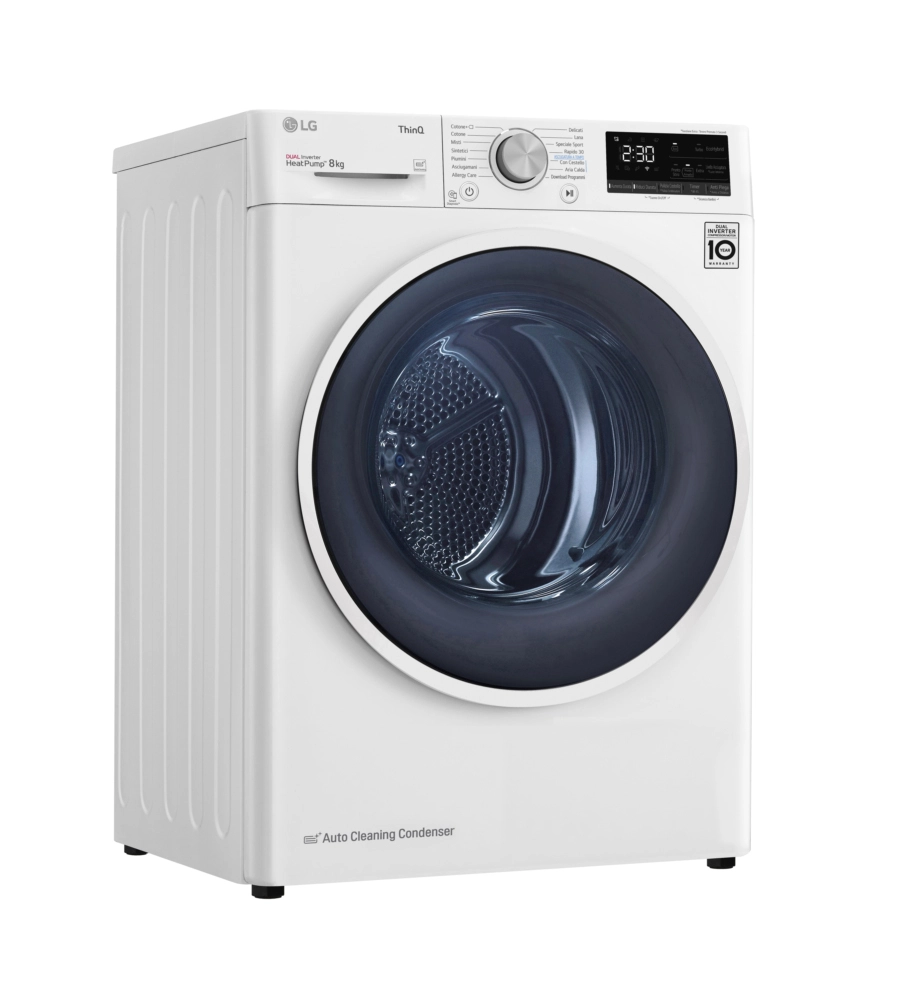 ASCIUGATRICE A LIBERA INSTALLAZIONE LG A POMPA DI CALORE CARICO 8 KG CON WI-FI - COD. RH80V9AVHN