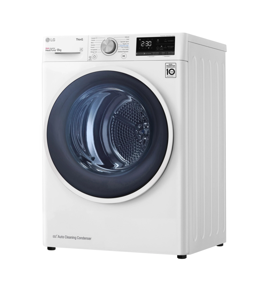 ASCIUGATRICE A LIBERA INSTALLAZIONE LG A POMPA DI CALORE CARICO 8 KG CON WI-FI - COD. RH80V9AVHN