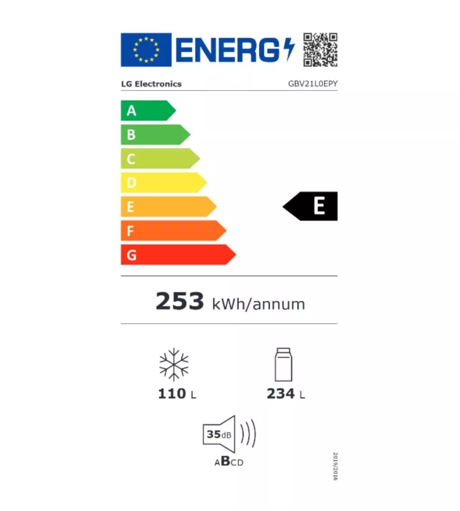 FRIGORIFERO A LIBERA INSTALLAZIONE LG "NATURE FRESH GBV21L0EPY" 344 LT 59,5X68,2,186 CM CLASSE ENERGETICA E
