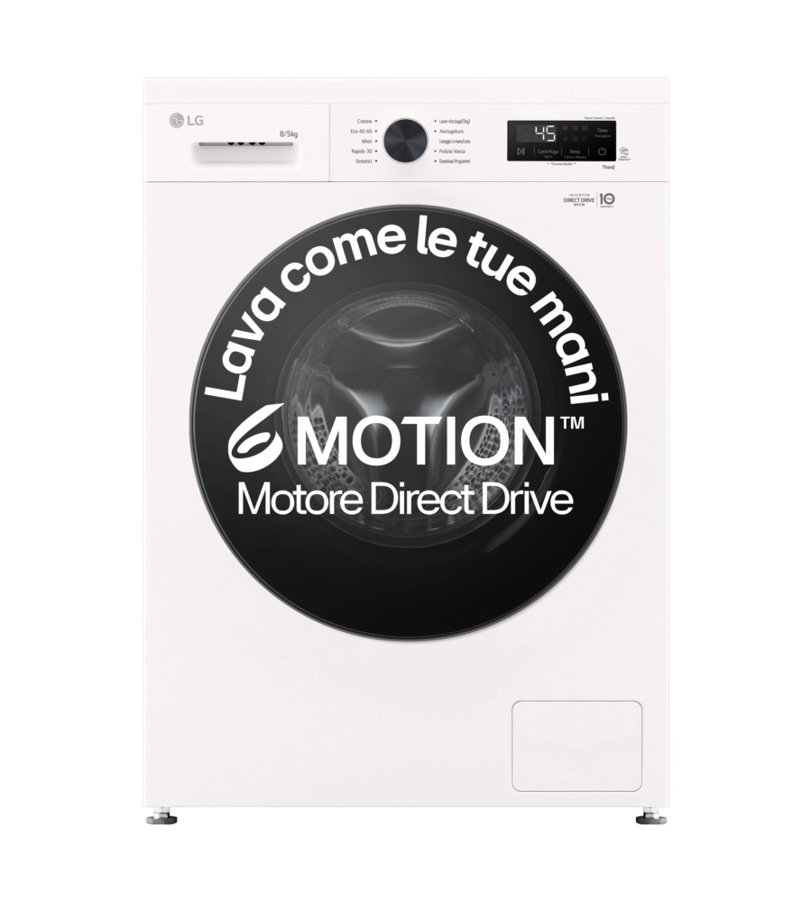 LAVASCIUGA A LIBERA INSTALLAZIONE LG "MOTION" CARICO 8+5 KG CON WI-FI - COD. W4NX1085NWB