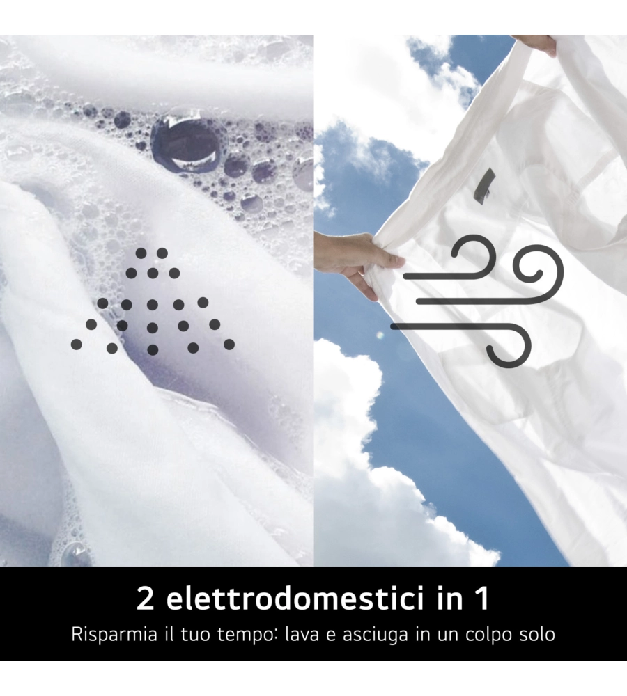 LAVASCIUGA A LIBERA INSTALLAZIONE LG "MOTION" CARICO 8+5 KG CON WI-FI - COD. W4NX1085NWB