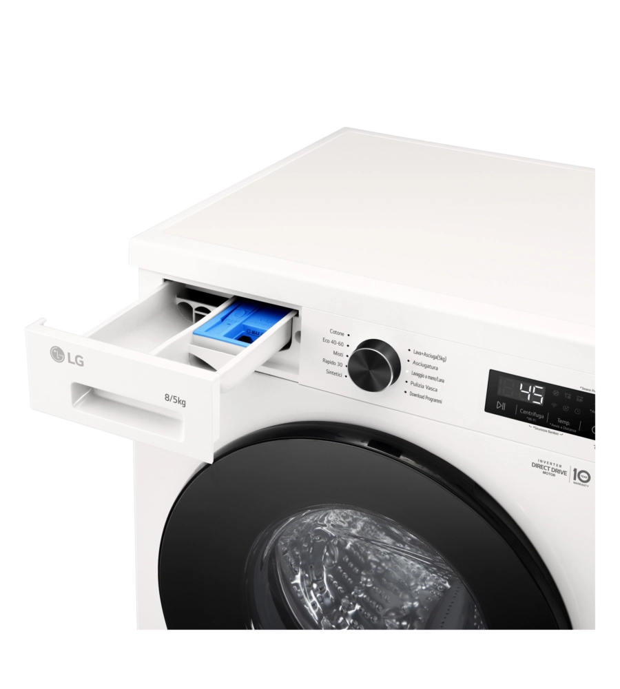LAVASCIUGA A LIBERA INSTALLAZIONE LG "MOTION" CARICO 8+5 KG CON WI-FI - COD. W4NX1085NWB