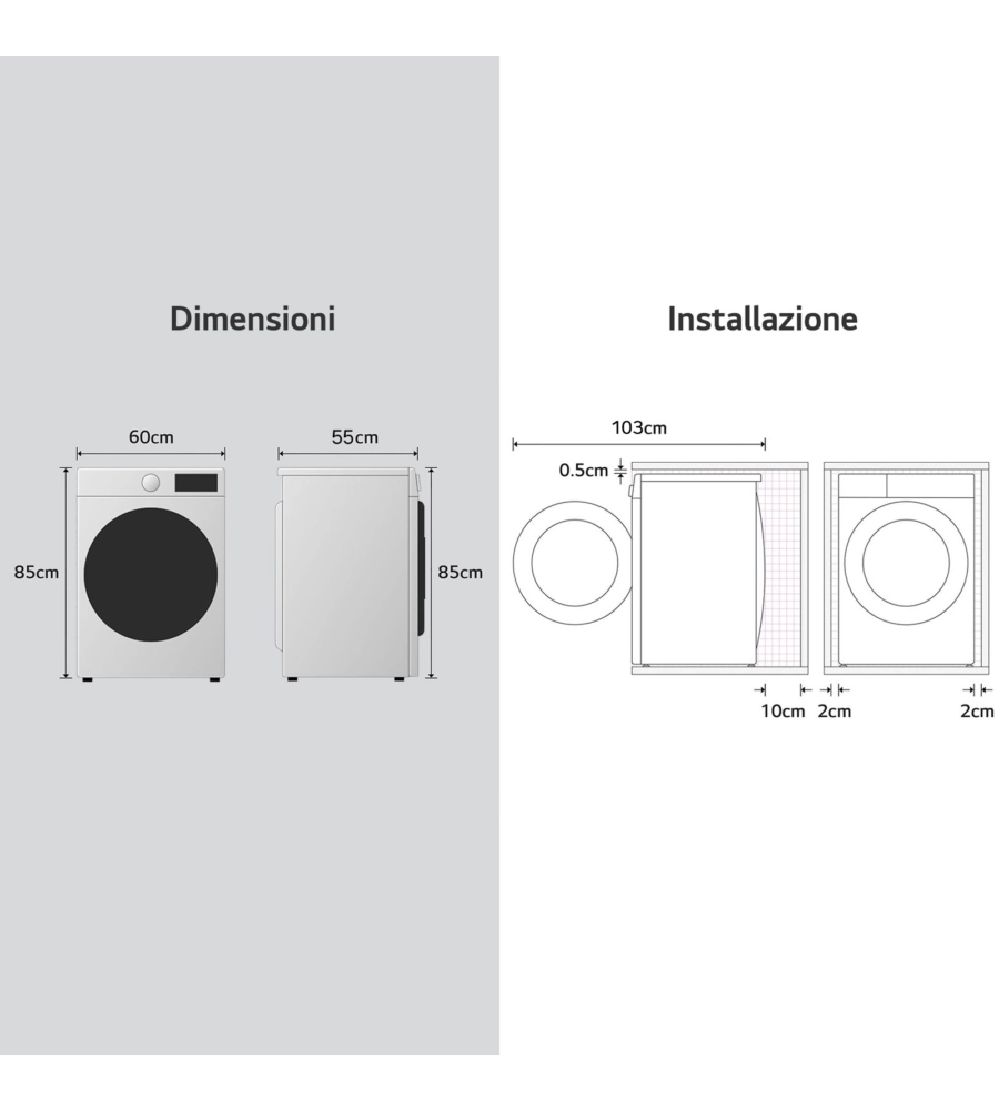 LAVASCIUGA A LIBERA INSTALLAZIONE LG "MOTION" CARICO 8+5 KG CON WI-FI - COD. W4NX1085NWB