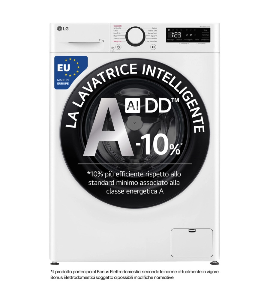 LAVATRICE A LIBERA INSTALLAZIONE LG "SERIE R3" CARICO 11 KG - COD. F4R3011NSWB