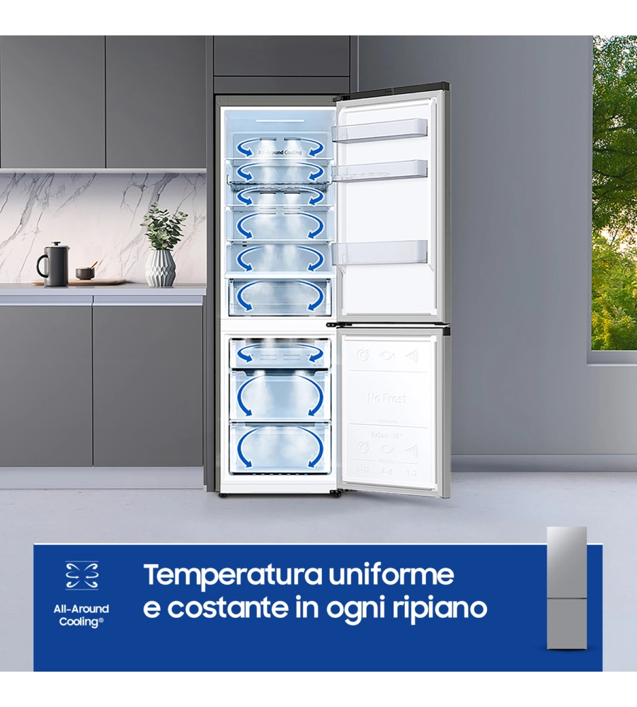FRIGORIFERO COMBINATO A LIBERA INSTALLAZIONE SAMSUNG "ECOFLEX" GRIGIO 344 LT 59,5X65,8X185,3 CM - COD. RB33B610ESA