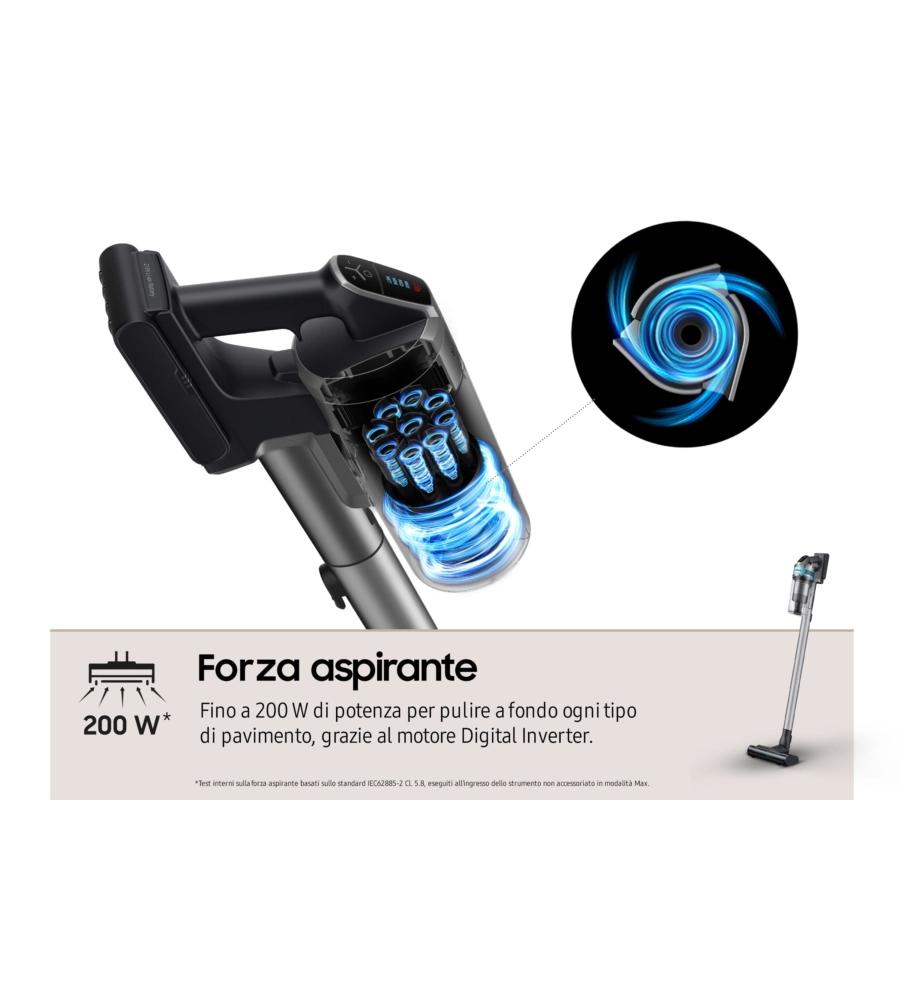 ASPIRAPOLVERE SENZA FILO SAMSUNG "JET 75E PET" 200 W - COD. VS20B75AGR1