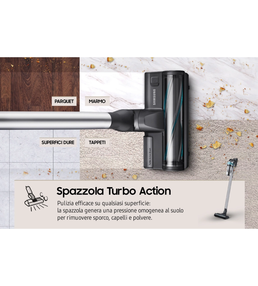 ASPIRAPOLVERE SENZA FILO SAMSUNG "JET 75E PET" 200 W - COD. VS20B75AGR1