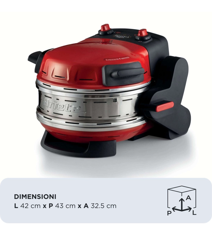 FORNO PIZZA DOPPIO ELETTRICO ARIETE "927" ROSSO 2 PIZZE