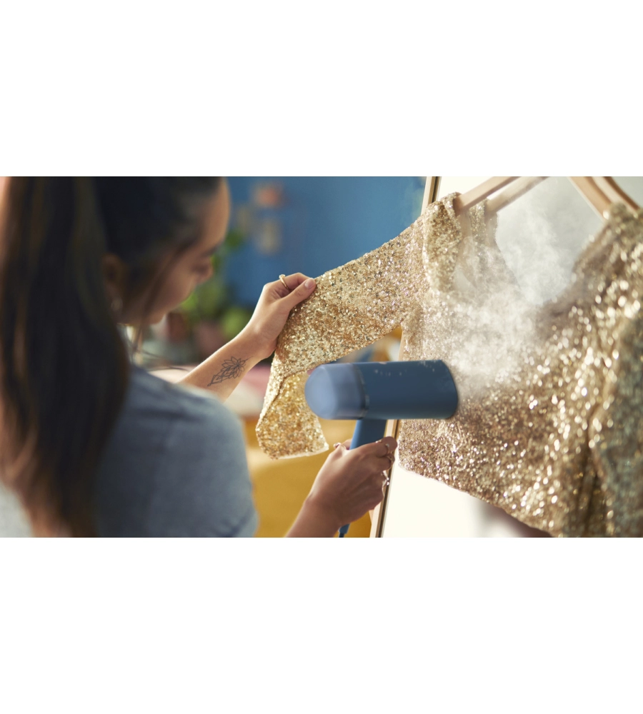 FERRO DA STIRO VERTICALE A VAPORE PORTATILE PHILIPS "SERIE 3000" BLU 1000 W - COD. STH3000/20