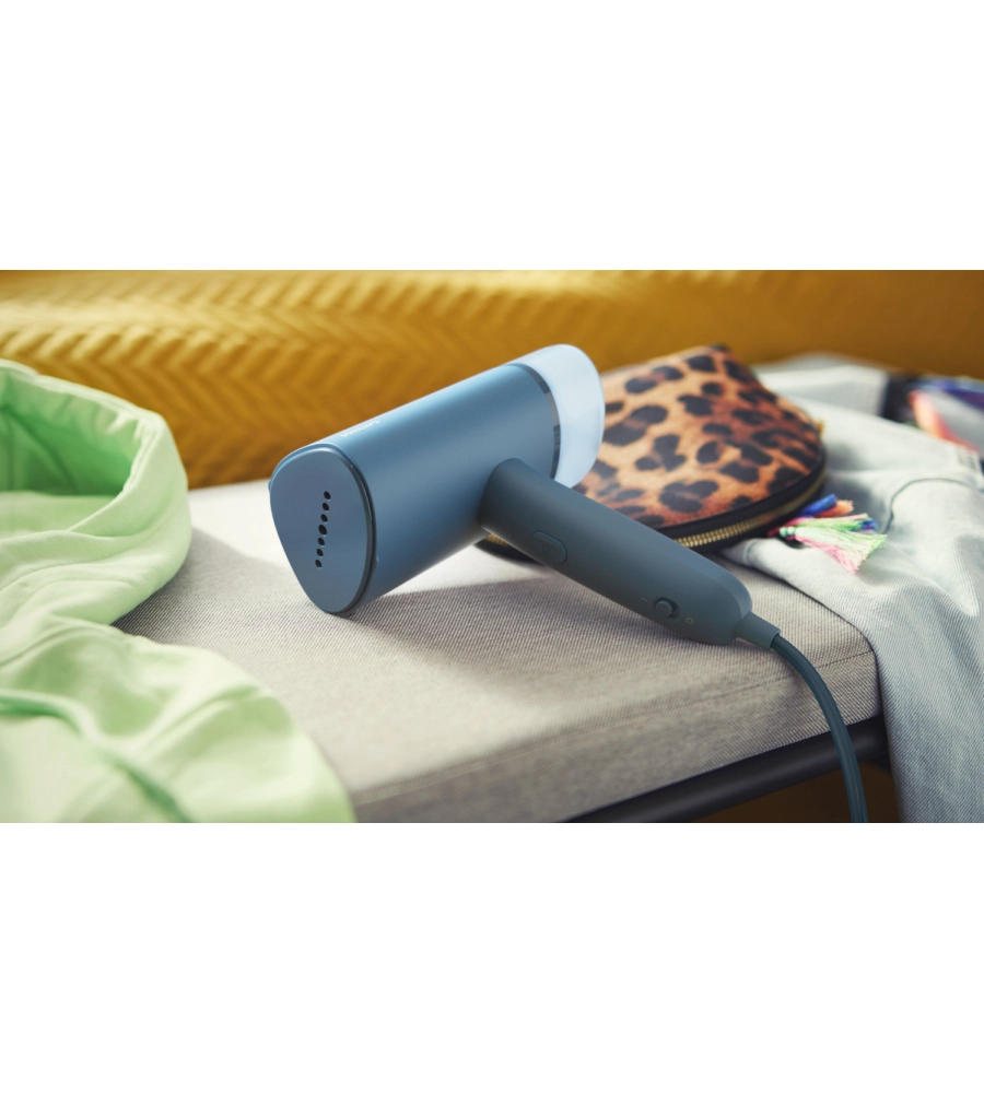 FERRO DA STIRO VERTICALE A VAPORE PORTATILE PHILIPS "SERIE 3000" BLU 1000 W - COD. STH3000/20