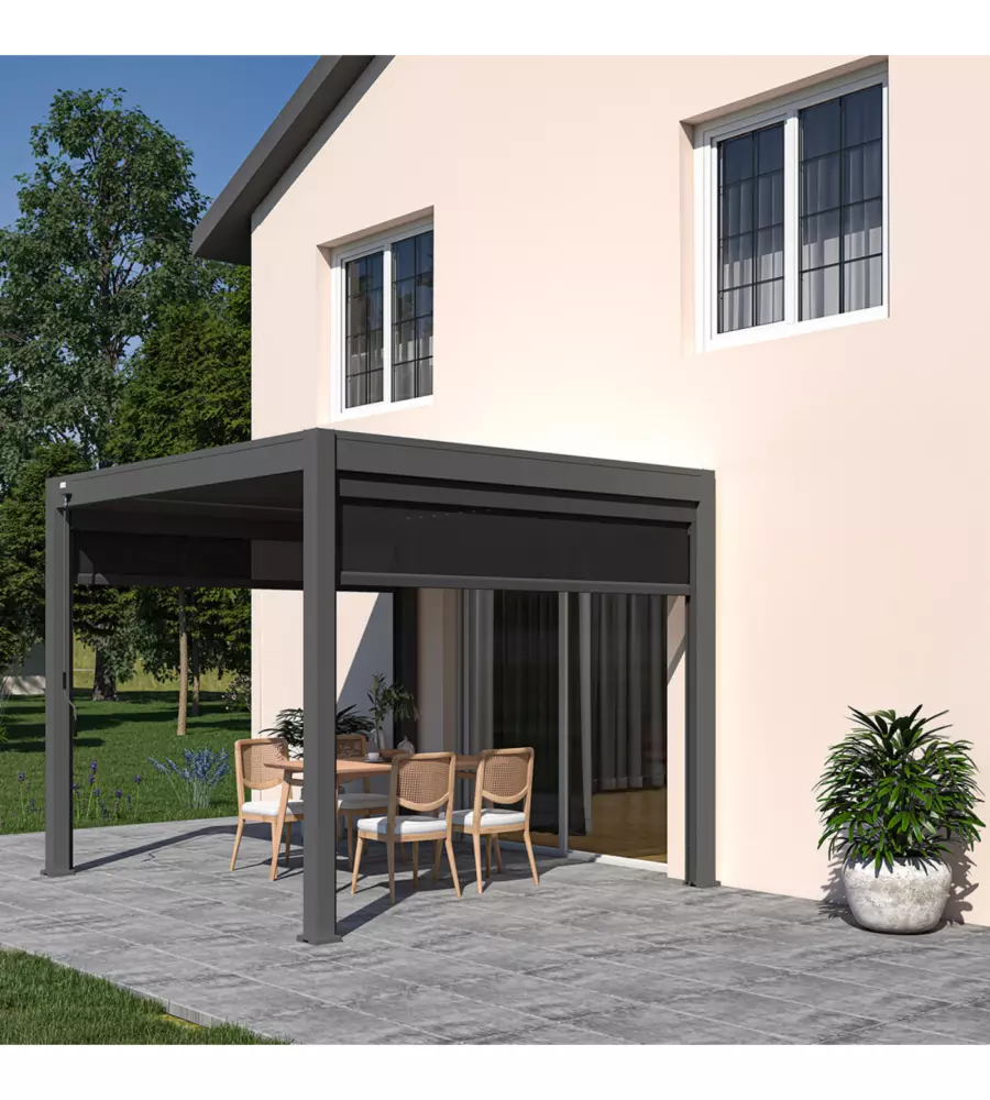 PERGOLA BIOCLIMATICA OMBRÉA "VS" IN ALLUMINIO ANTRACITE 308X308X257 CM