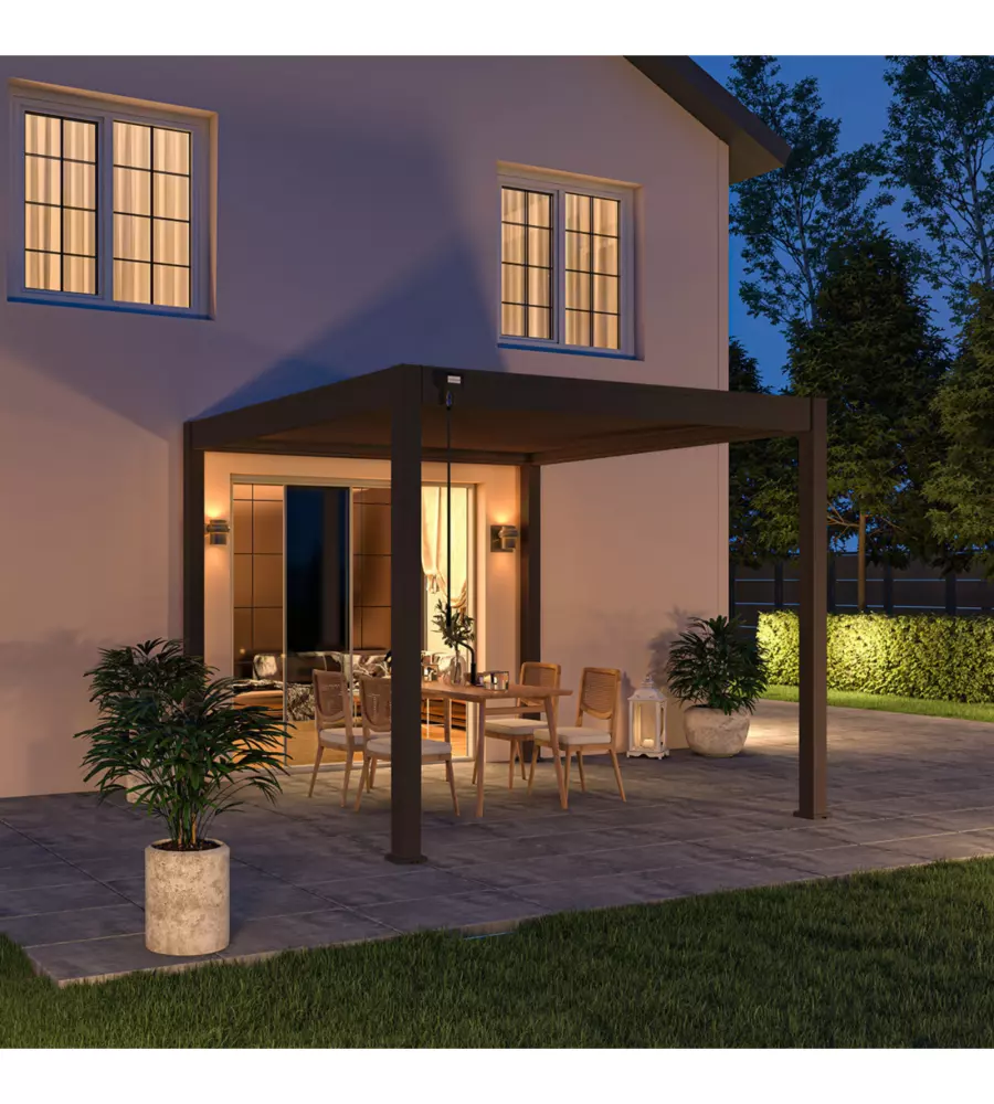 PERGOLA BIOCLIMATICA OMBRÉA "VS" IN ALLUMINIO ANTRACITE 308X308X257 CM