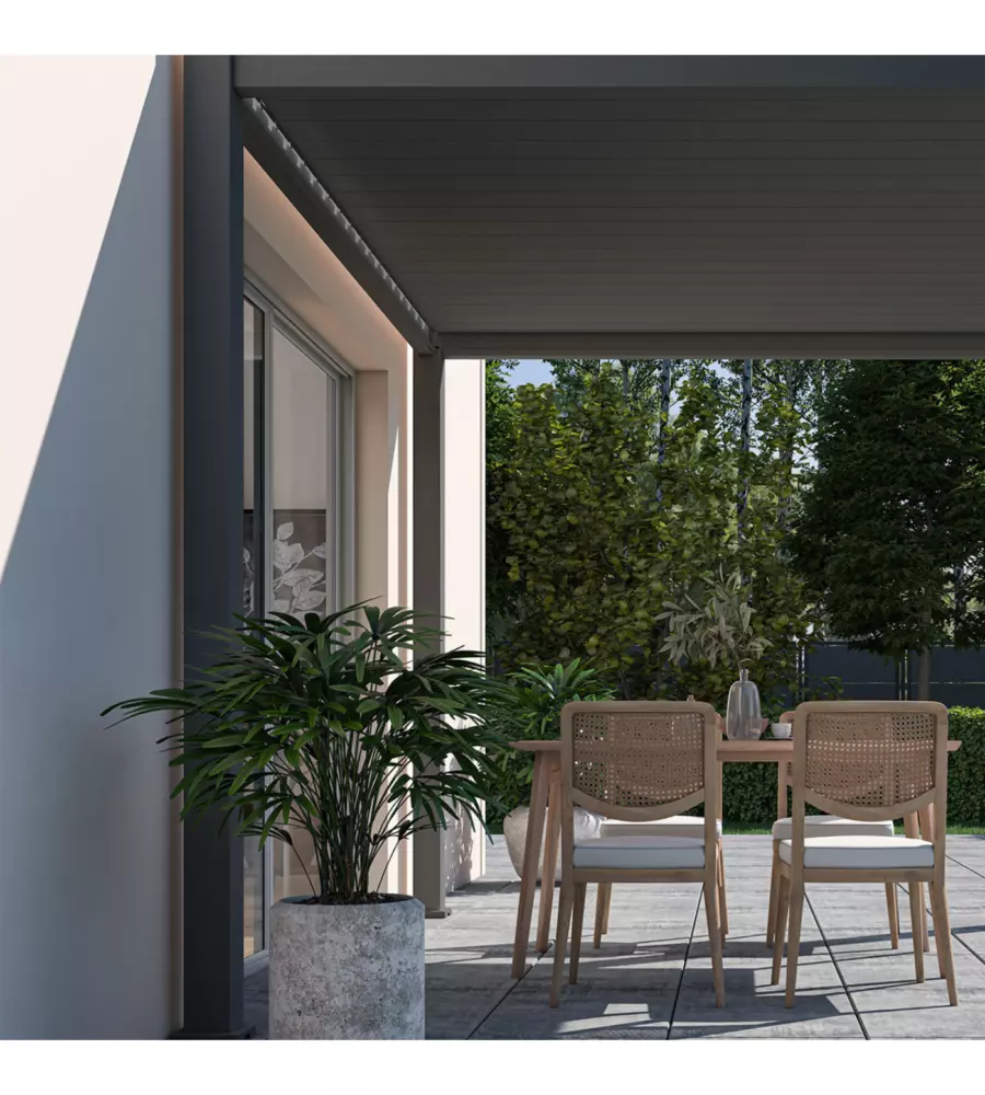 PERGOLA BIOCLIMATICA OMBRÉA "VS" IN ALLUMINIO ANTRACITE 308X308X257 CM