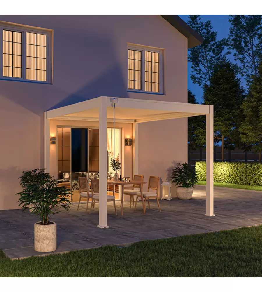 PERGOLA BIOCLIMATICA OMBRÉA "VS"  IN ALLUMINIO BIANCO 308X308X257 CM