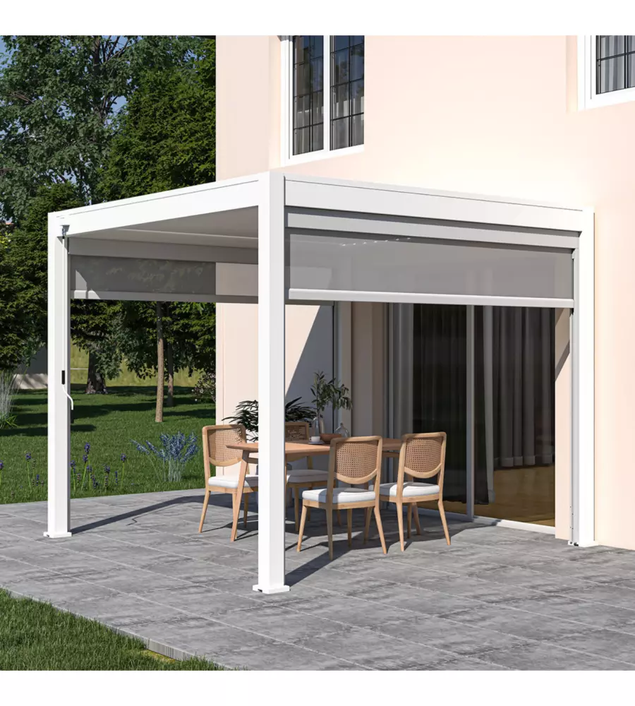 PERGOLA BIOCLIMATICA OMBRÉA "VS"  IN ALLUMINIO BIANCO 308X308X257 CM