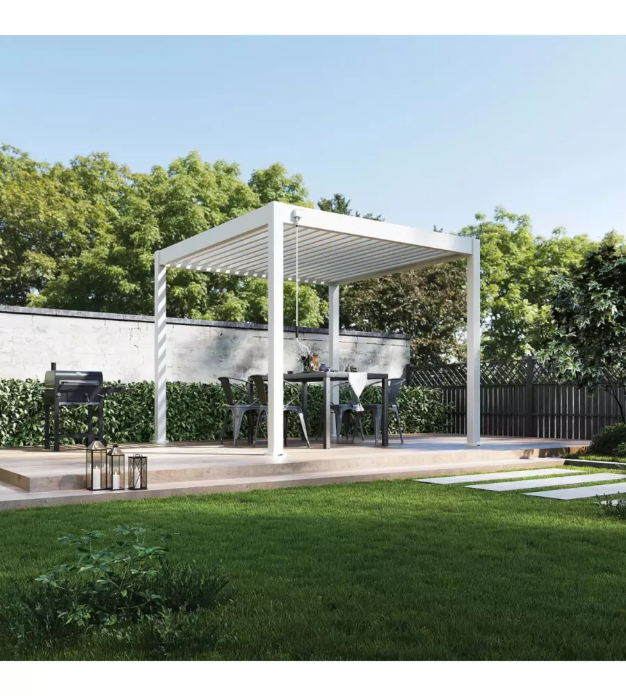 PERGOLA BIOCLIMATICA OMBRÉA "VS"  IN ALLUMINIO BIANCO 308X308X257 CM