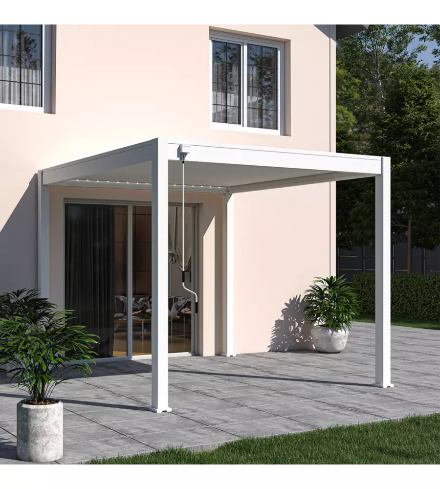 PERGOLA BIOCLIMATICA OMBRÉA "VS"  IN ALLUMINIO BIANCO 308X308X257 CM
