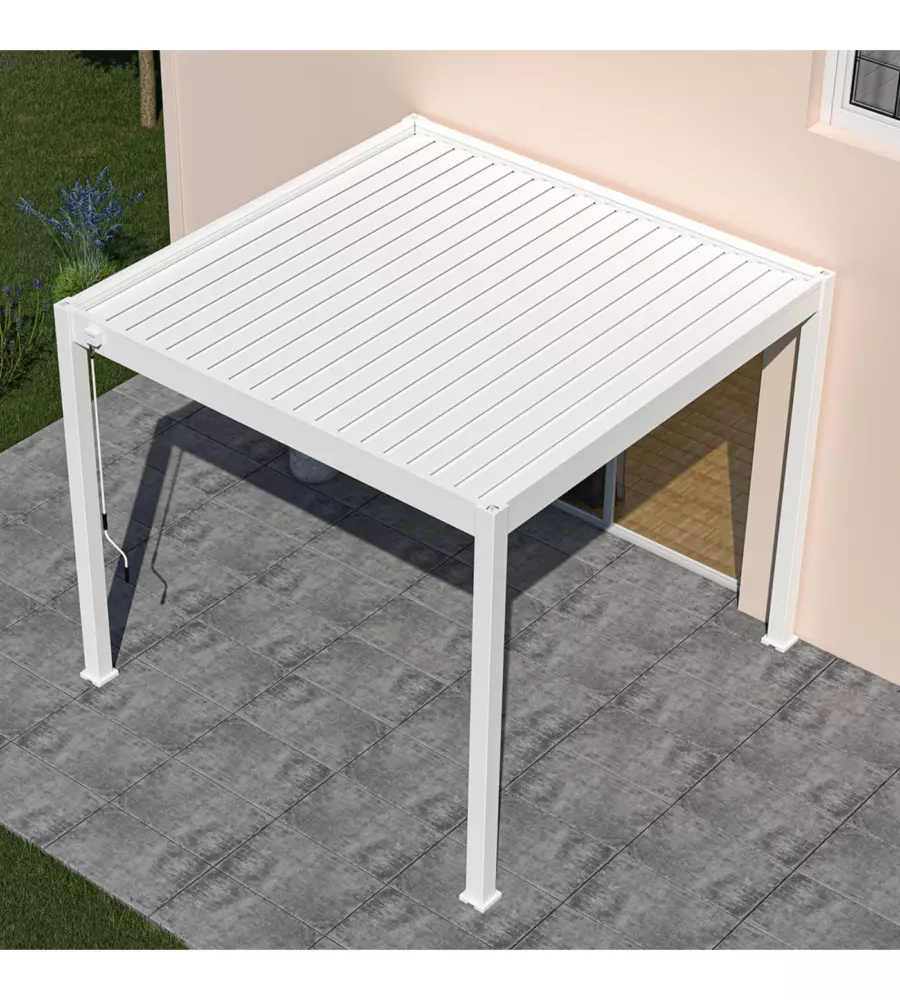 PERGOLA BIOCLIMATICA OMBRÉA "VS"  IN ALLUMINIO BIANCO 308X308X257 CM